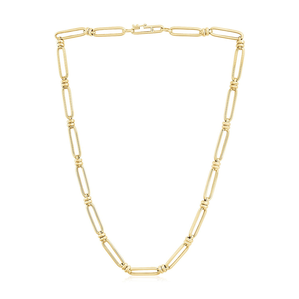 14k Yellow Gold High Polish Paperclip Double Bar Link Chain