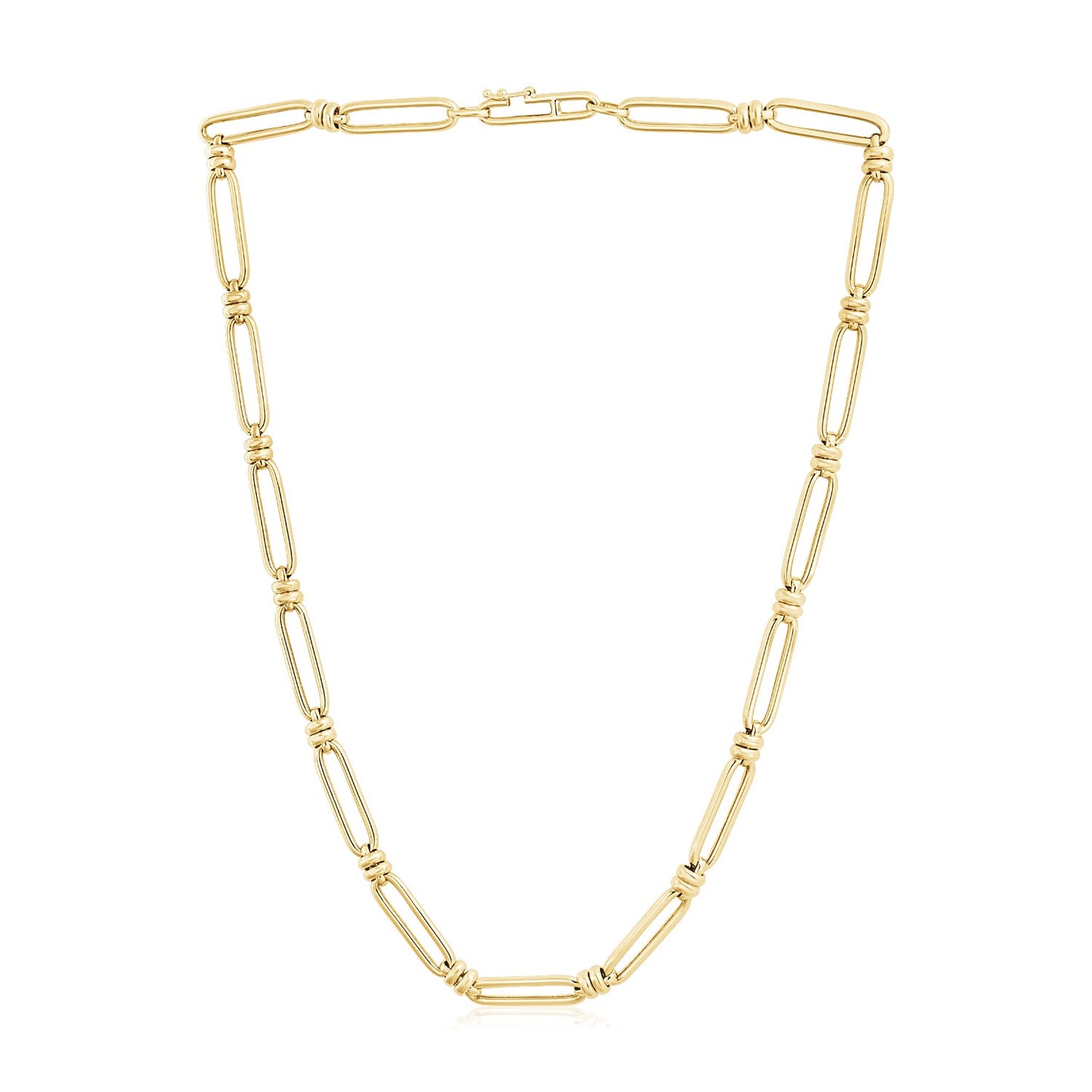 14k Yellow Gold High Polish Paperclip Double Bar Link Chain