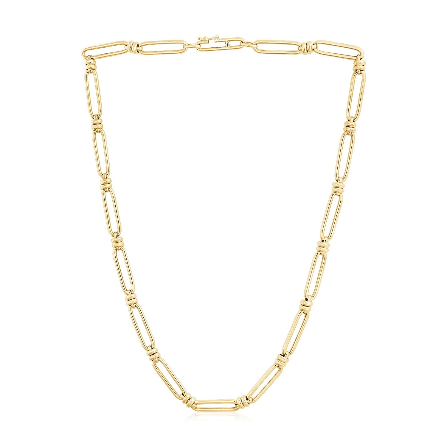 14k Yellow Gold High Polish Paperclip Double Bar Link Chain