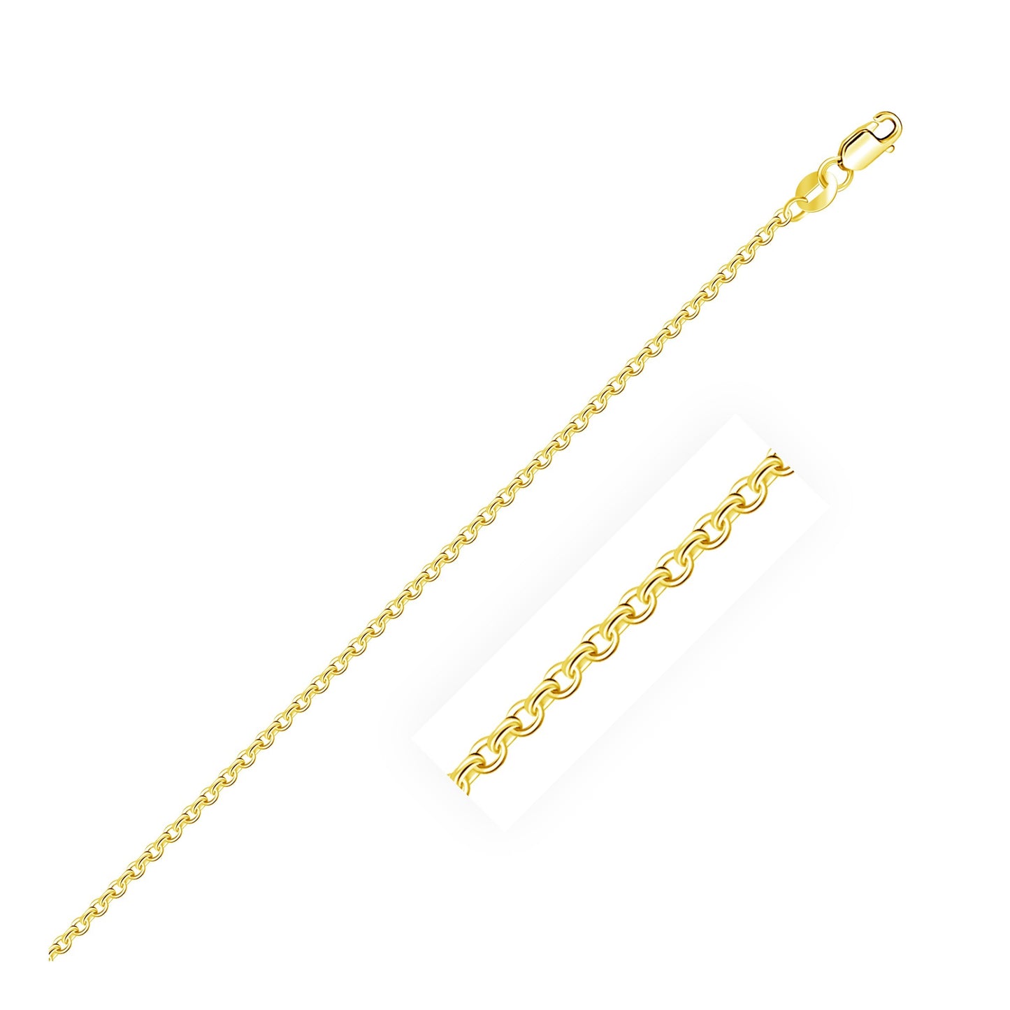 18k Yellow Gold Diamond Cut Cable Link Chain 1.5mm