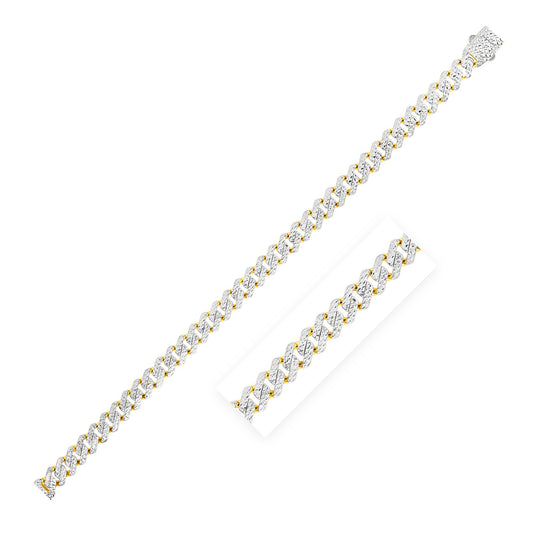 14k Yellow Gold White Pave High Polish Modern Lite Edge Chain (8.0mm)