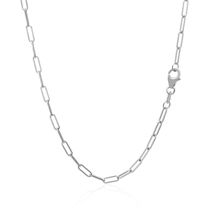 14K White Gold Delicate Paperclip Chain (2.1mm)