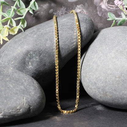 2.0mm 14k Yellow Gold Semi Solid Box Chain