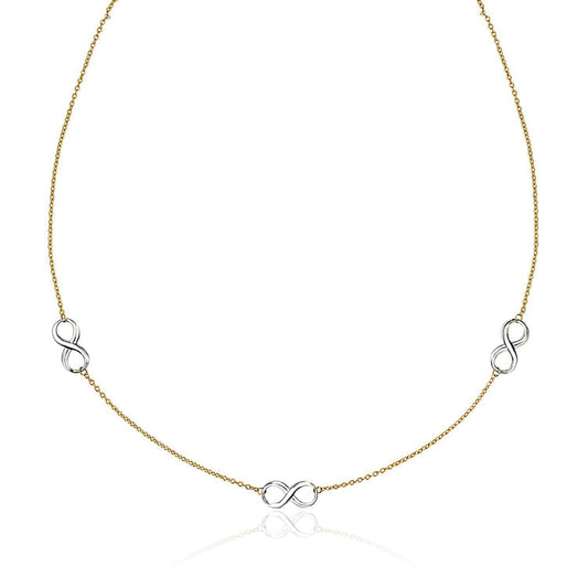 14k Two-Tone Gold Chain Necklace with Polished Infinity Stations