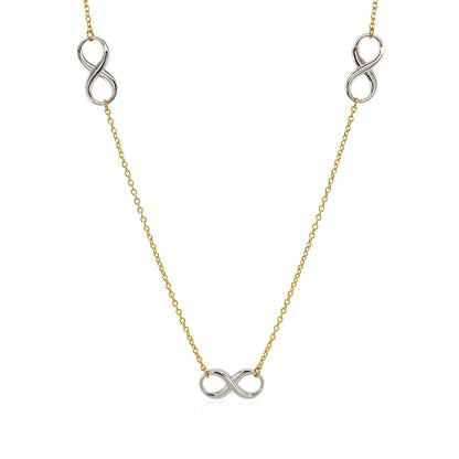 14k Two-Tone Gold Chain Necklace with Polished Infinity Stations