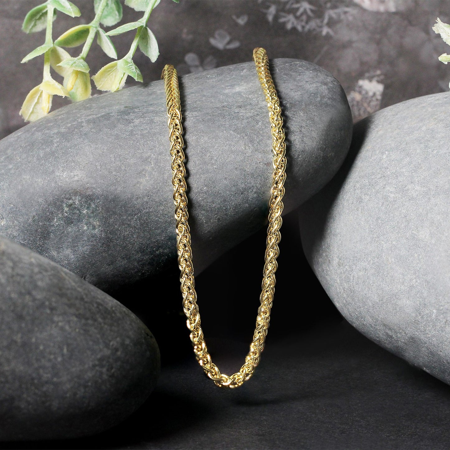 14k Yellow Gold 2.8mm Light Weight Wheat Chain