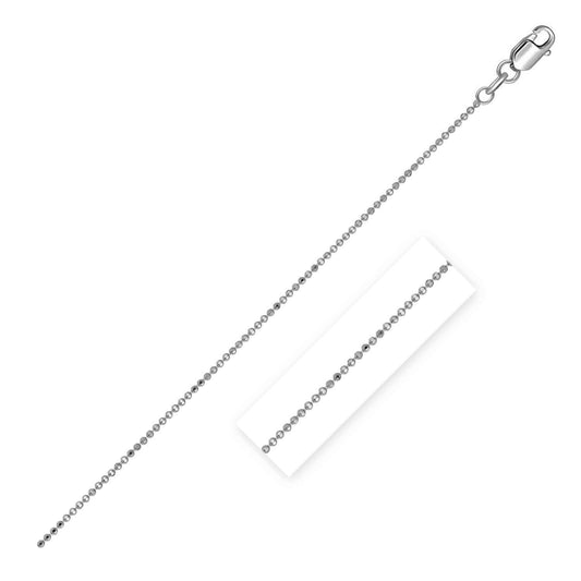 14k White Gold Diamond Cut Bead Chain 1.0mm