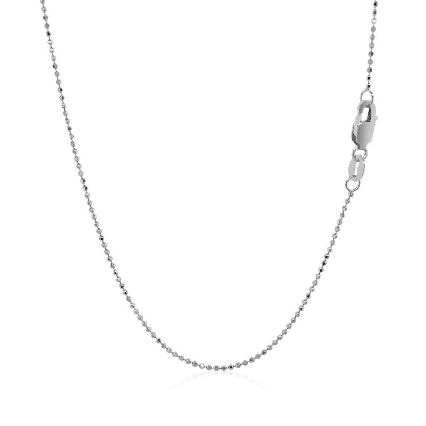 14k White Gold Diamond Cut Bead Chain 1.0mm