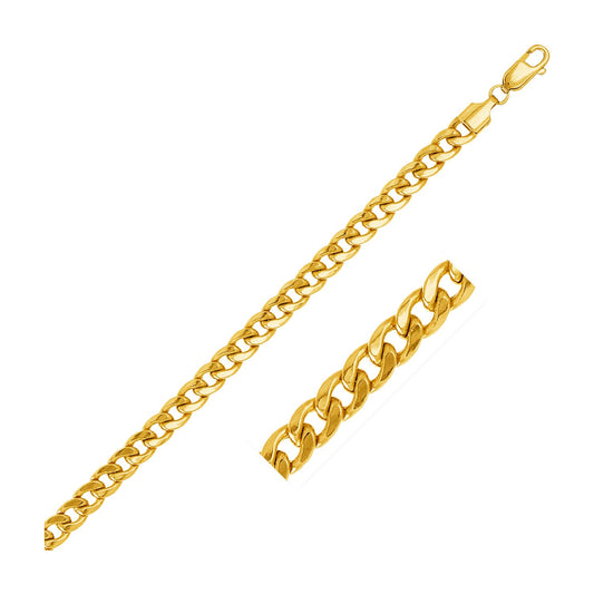 5.5mm 14k Yellow Gold Miami Cuban Semi Solid Chain