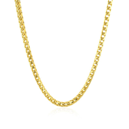 3.1mm 14k Yellow Solid Gold Diamond Cut Round Franco Chain