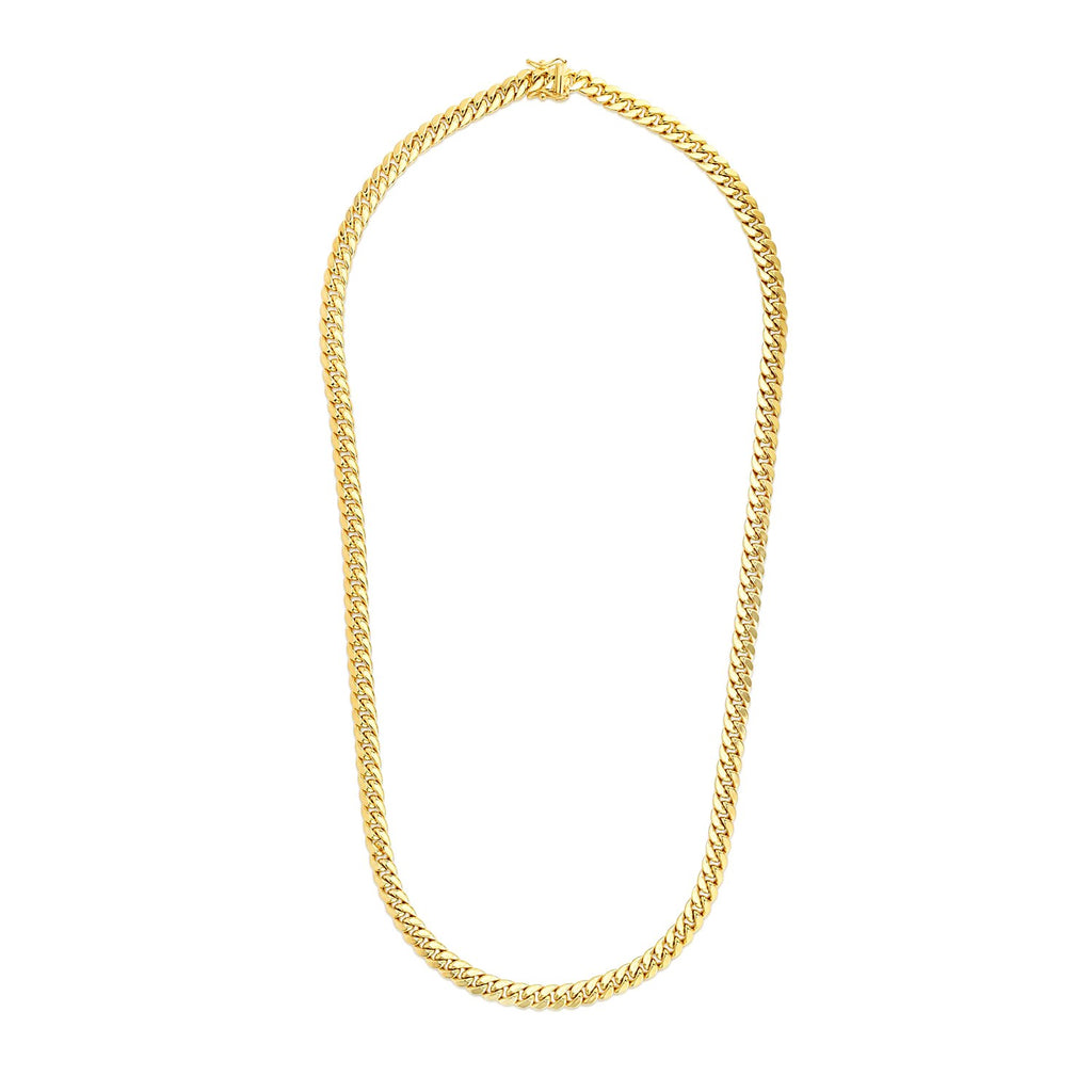 6.9mm 14k Yellow Gold Semi Solid Miami Cuban Chain