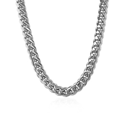 5.0mm 14k White Gold Classic Miami Cuban Solid Chain