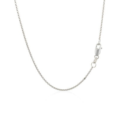 14k White Gold Diamond Cut Rolo Chain 1.1mm