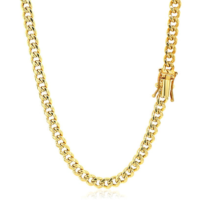 4.5mm 14k Yellow Gold Semi Solid Miami Cuban Chain