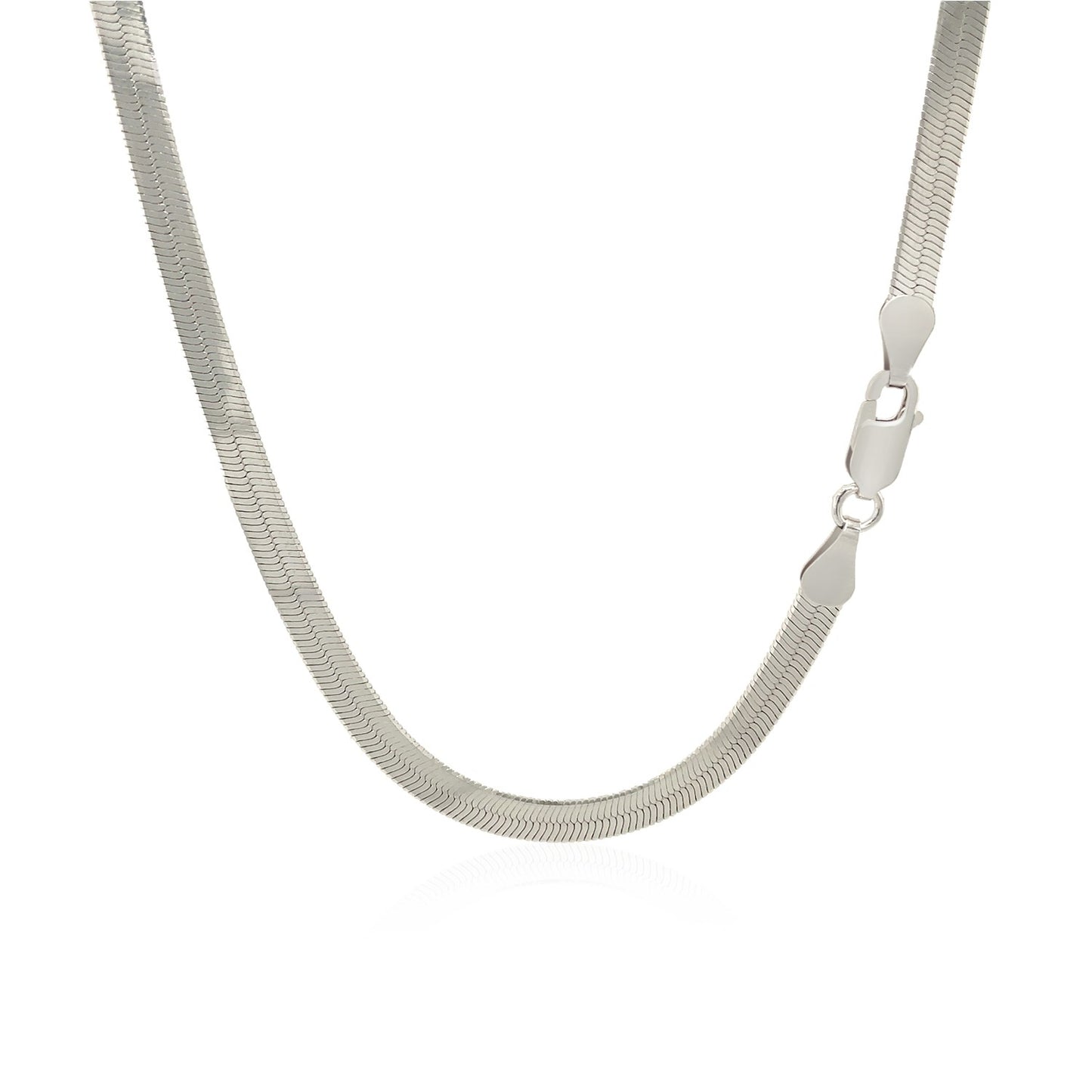 Sterling Silver Rhodium Plated Herringbone Chain 4.2mm