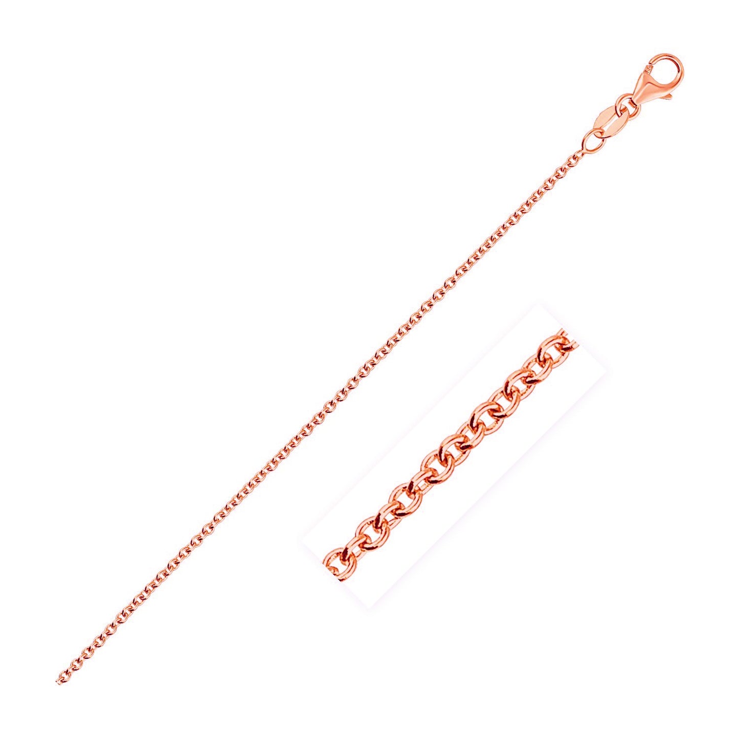 14k Rose Gold Round Cable Link Chain 1.3mm