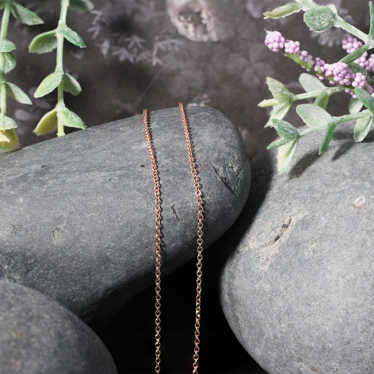 14k Rose Gold Round Cable Link Chain 1.3mm