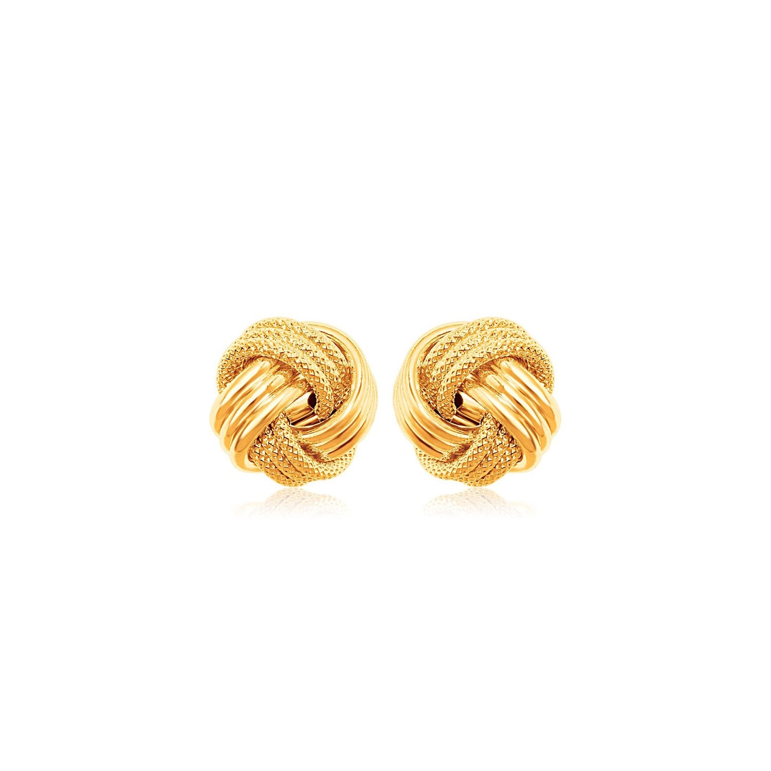 10k Yellow Gold Love Knot with Ridge Texture Earrings