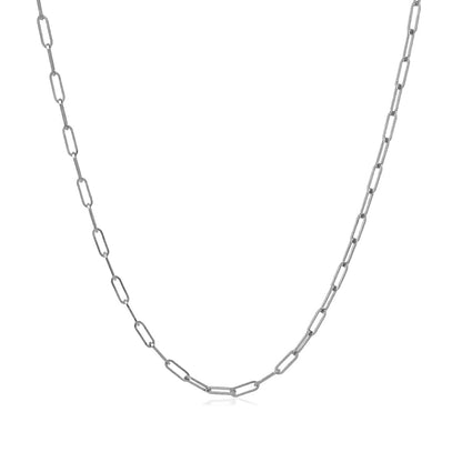 14K White Gold Fine Paperclip Chain (1.5mm)