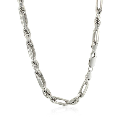 Sterling Silver Rhodium Plated Figarope Chain 5.0mm