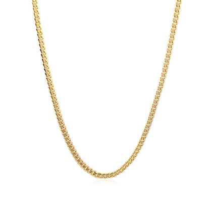 3.2mm 10k Yellow Gold Classic Solid Miami Cuban Chain