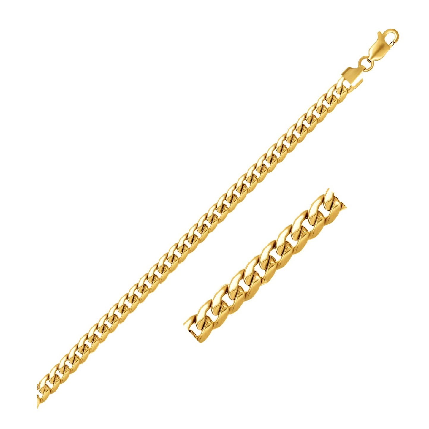 4.5mm 10k Yellow Gold Miami Cuban Semi Solid Chain