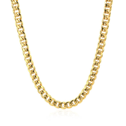 4.5mm 10k Yellow Gold Miami Cuban Semi Solid Chain