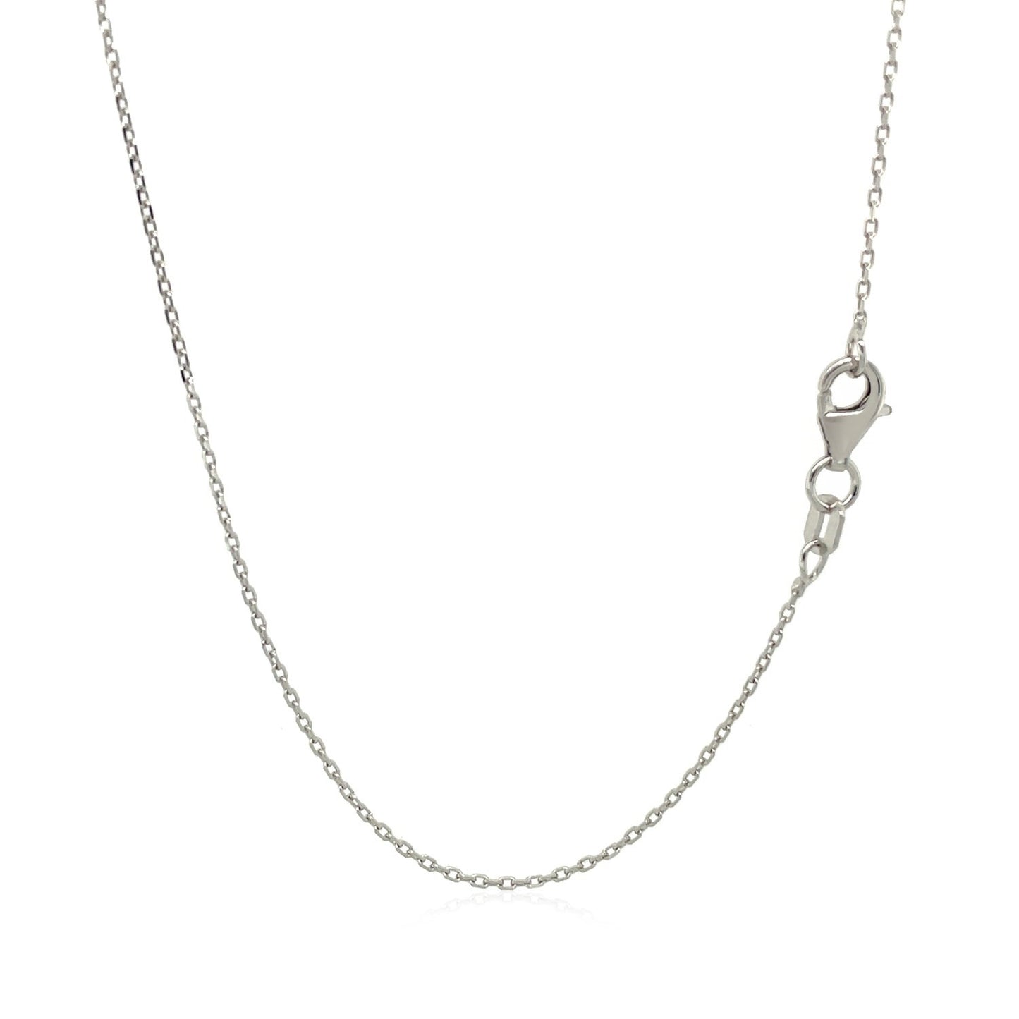 18k White Gold Diamond Cut Cable Link Chain 0.8mm