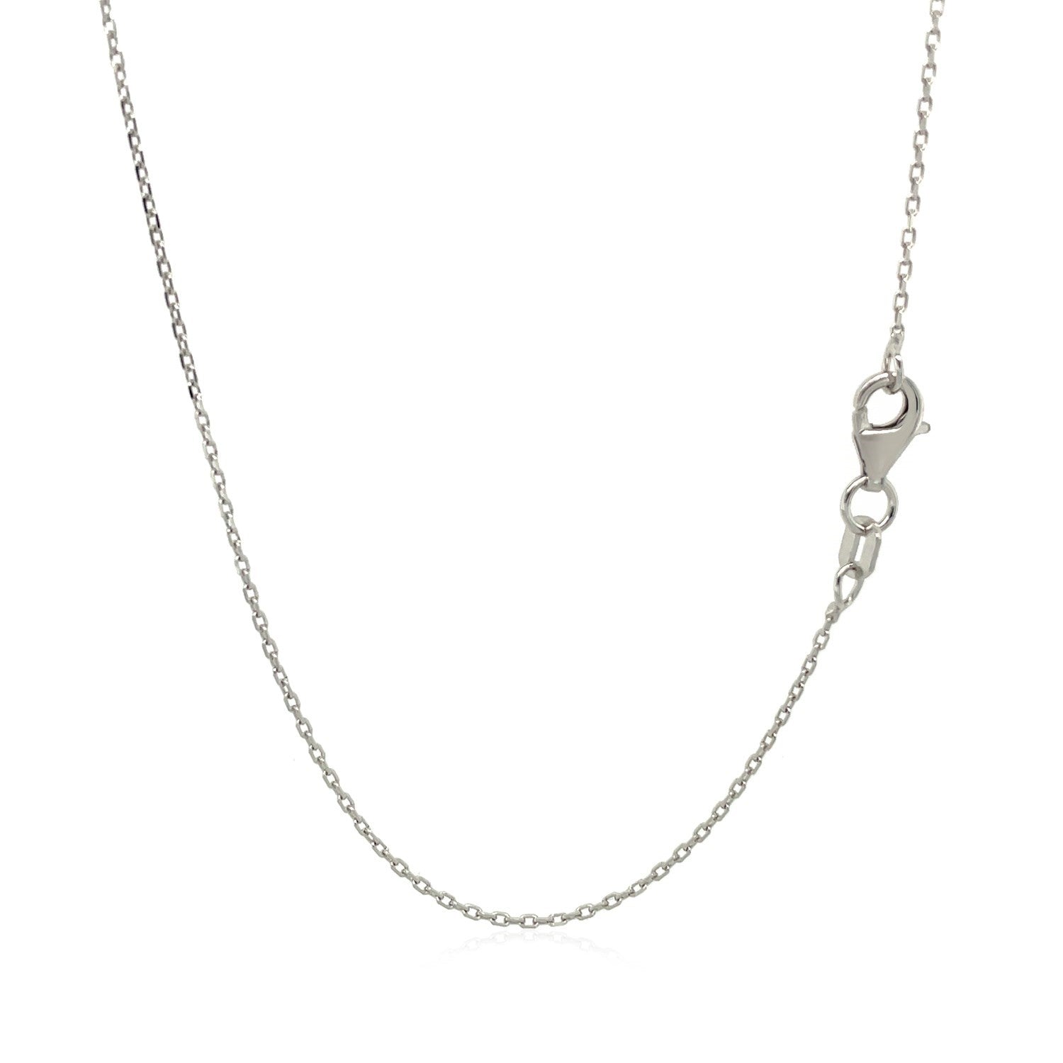 18k White Gold Diamond Cut Cable Link Chain 0.8mm
