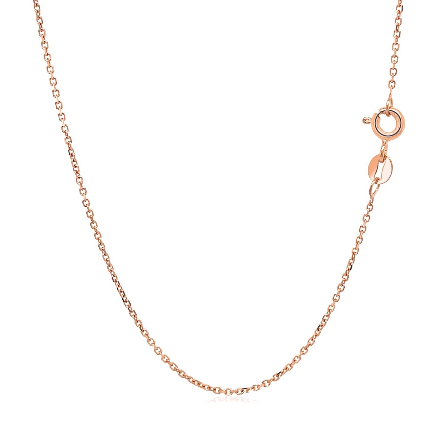 18k Rose Gold Diamond Cut Cable Link Chain 1.1mm