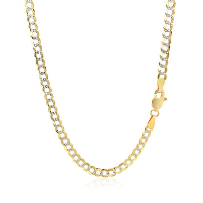 3.6 mm 14k Two Tone Gold Pave Curb Chain