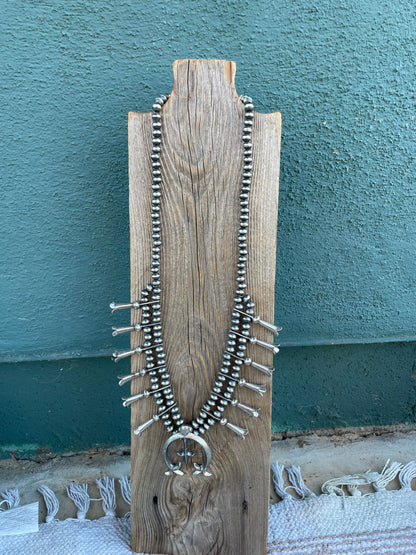 Navajo Sterling Silver Squash Blossom Necklace By Joseph Martinez