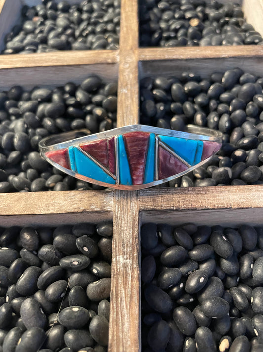 Navajo Sterling Silver, Spiny, & Turquoise Cuff Bracelet