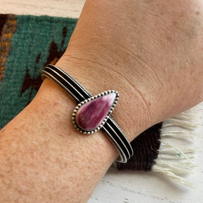 Navajo Purple Spiny And Sterling Silver Cuff Bracelet Signed