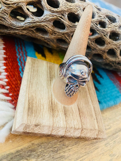 Handmade Sterling Silver Skull Ring Size 8.5