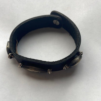 Handmade Black Leather Bracelet