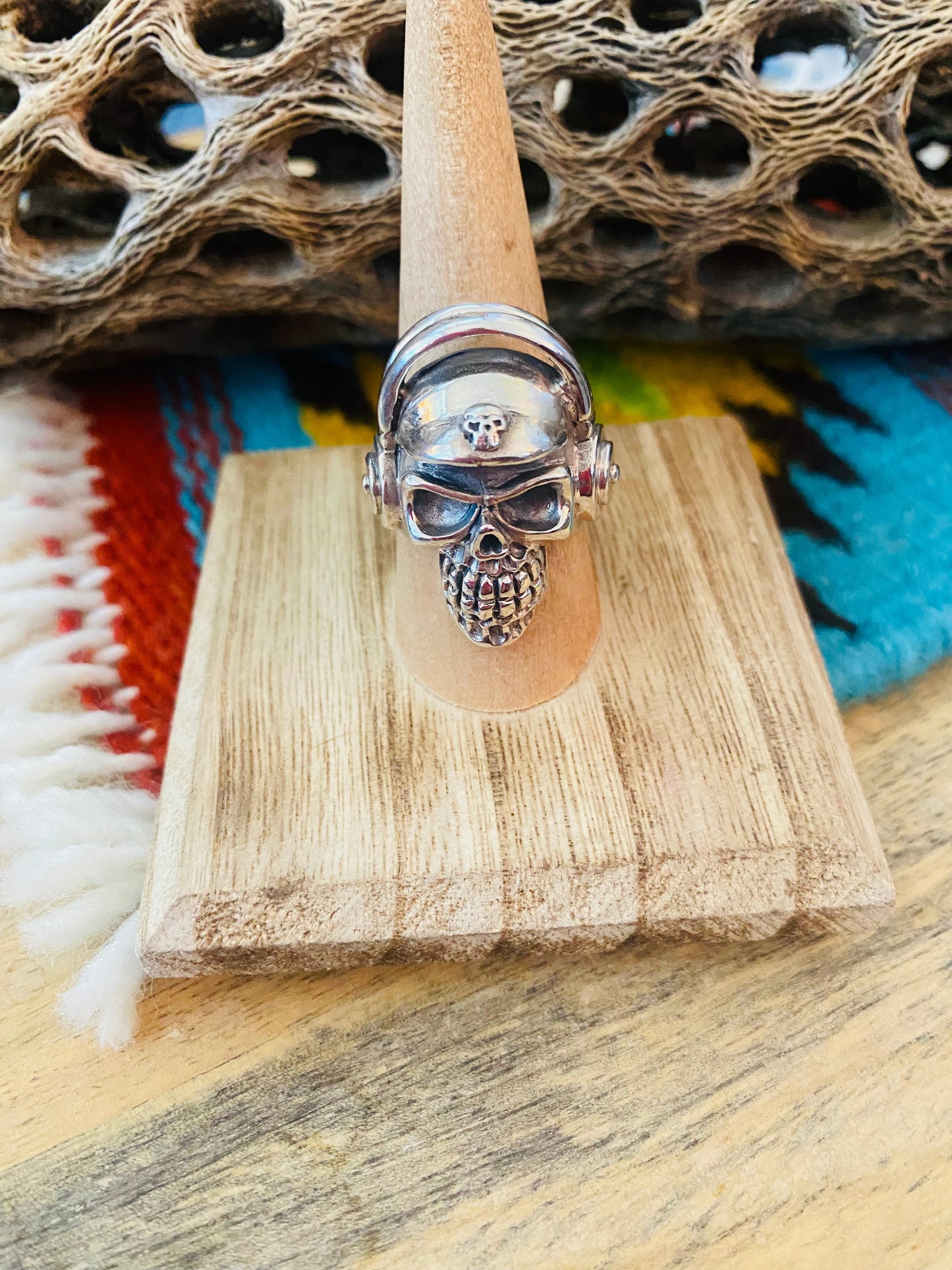 Handmade Sterling Silver Skull Ring Size 8.5