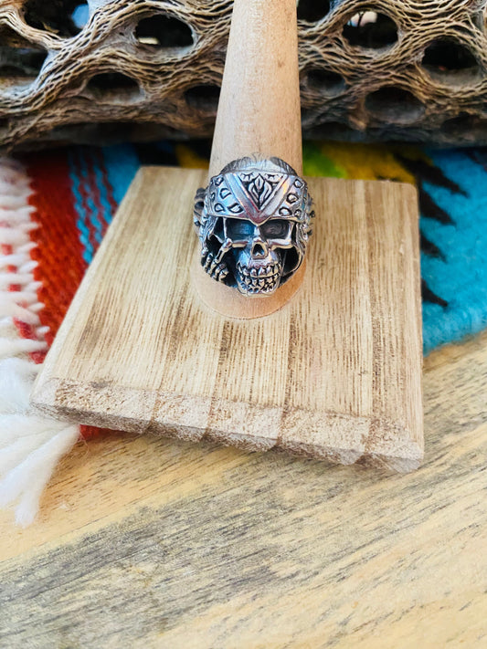 Handmade Sterling Silver Skull Ring Size 9.5