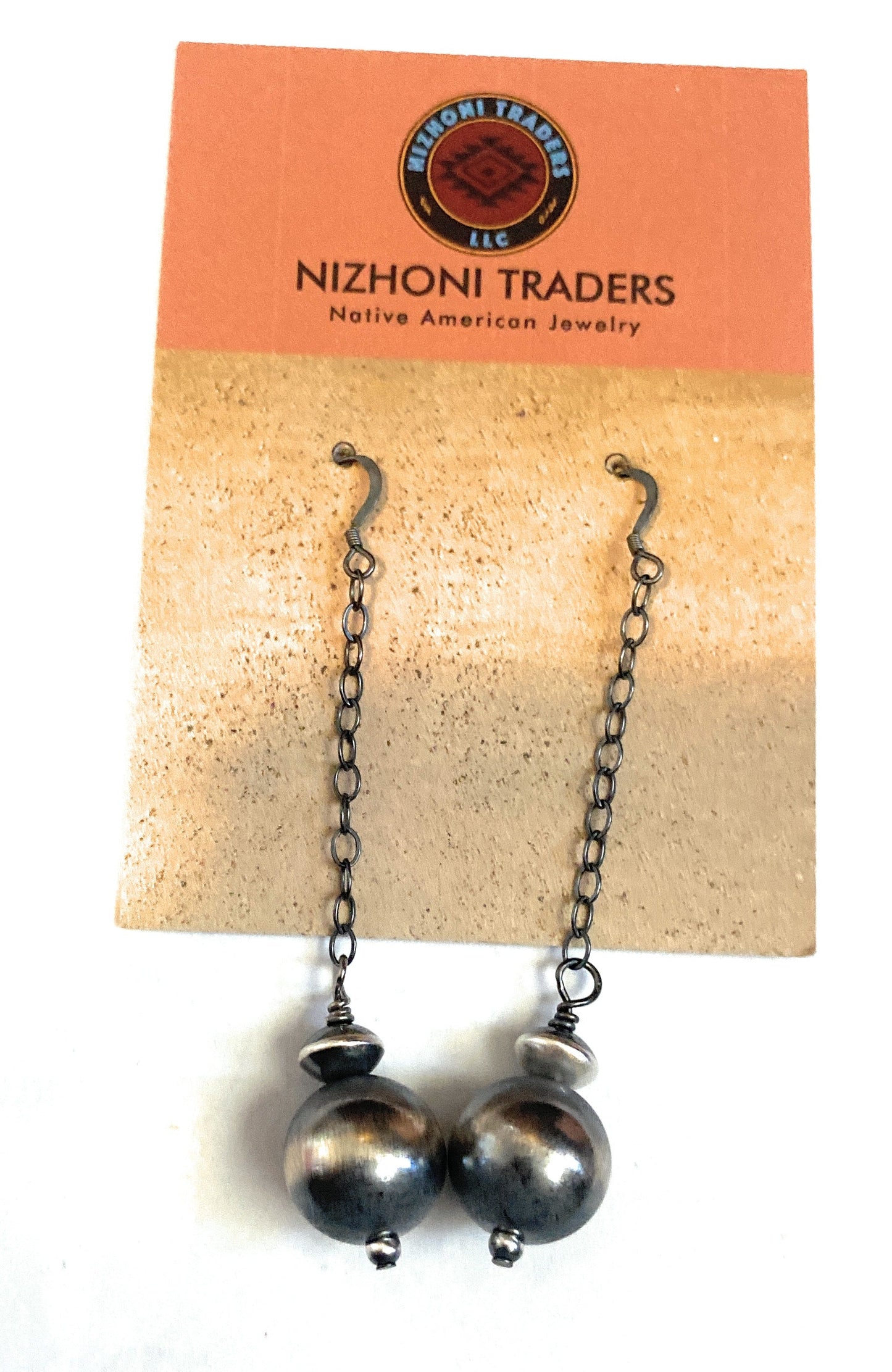 Navajo Pearl Sterling Silver Ball & Chain Dangle Earrings