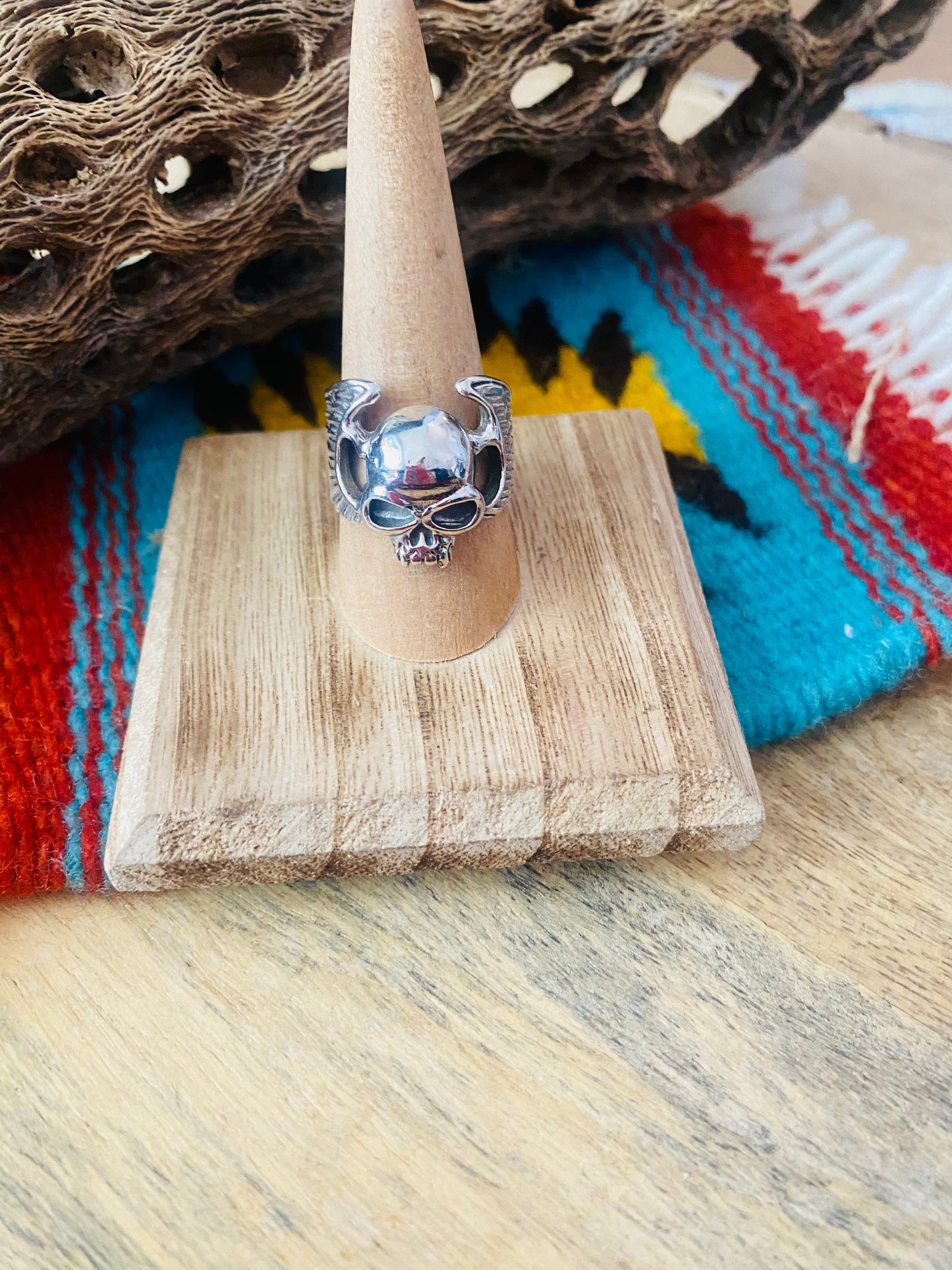 Handmade Sterling Silver Skull Ring Size 8.5