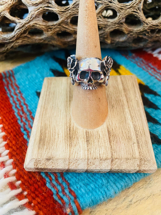 Handmade Sterling Silver Skull Ring Size 6