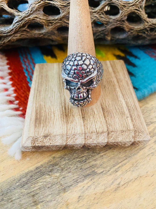 Handmade Sterling Silver Skull Ring Size 10.25