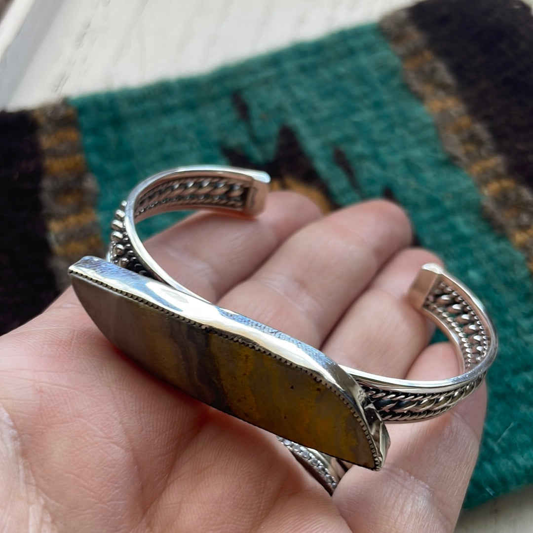 Navajo Bumble Bee & Sterling Silver Adjustable Cuff Bracelet