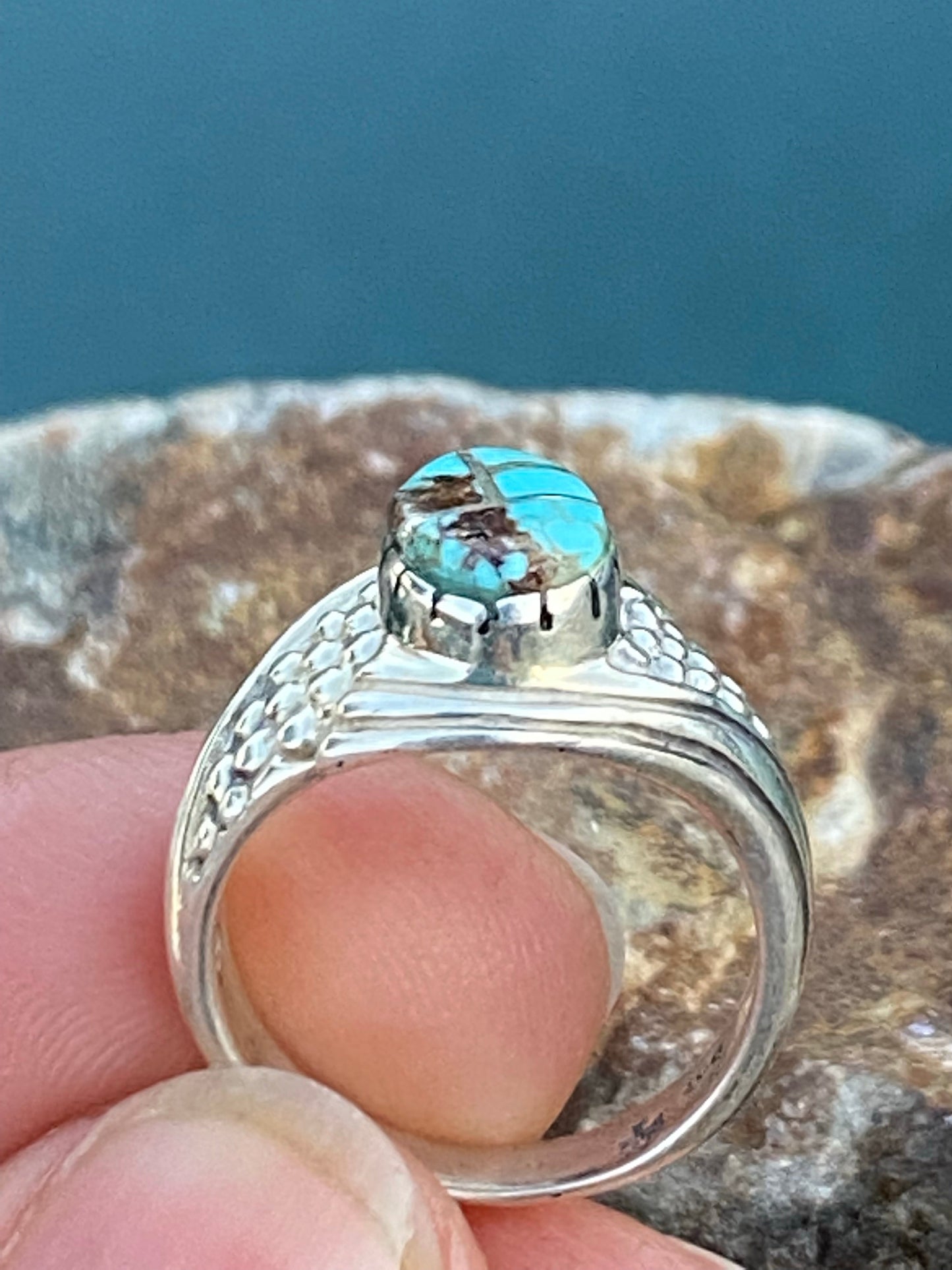 Navajo Turquoise 8 Sterling Silver Ring Sz 5.5