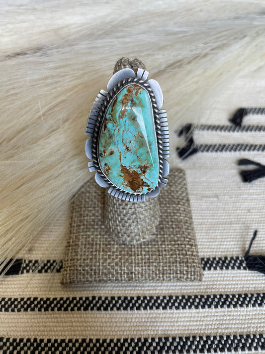 Navajo Turquoise & Sterling Silver Ring Size 6 Signed  Russell Sam