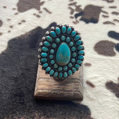 Navajo Sterling Silver & Turquoise Ring Size 7 Signed