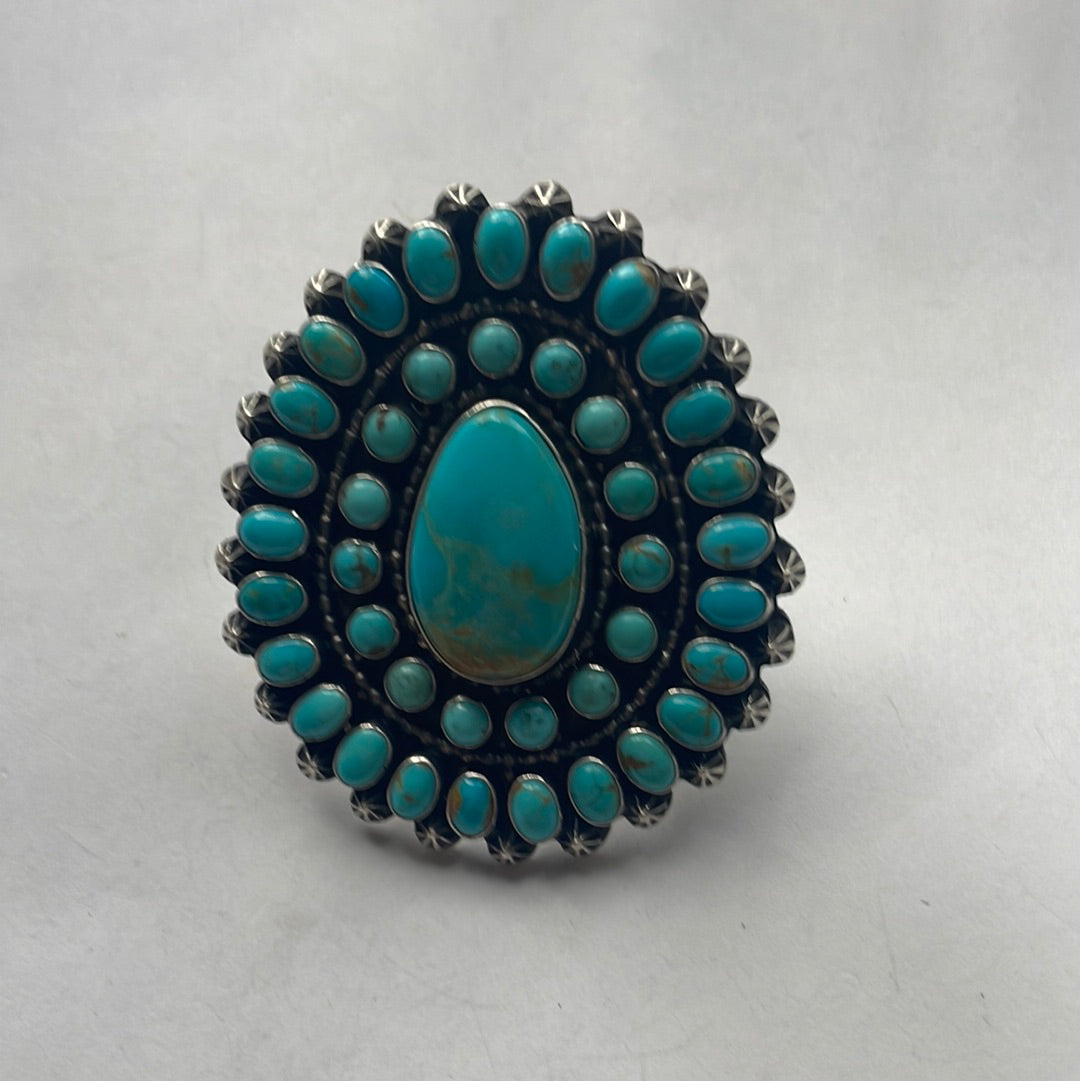 Navajo Sterling Silver & Turquoise Ring Size 7 Signed