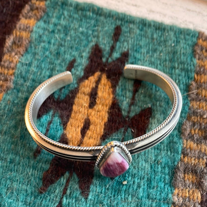 Navajo Purple Spiny And Sterling Silver Cuff Bracelet Signed