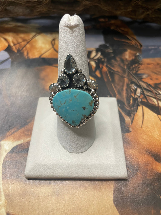 Handmade Mojave Turquoise & Topaz Adjustable Ring