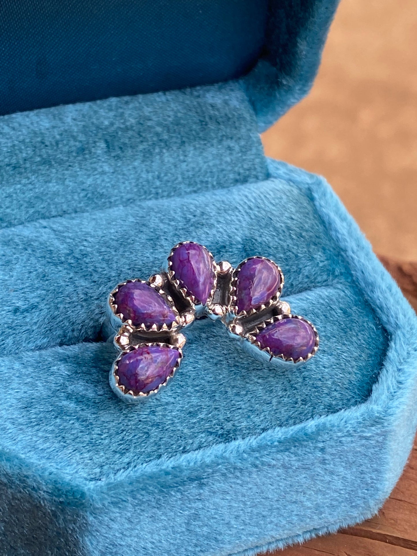 Purple Mojave & Sterling Silver  Diamond Wrap Ring